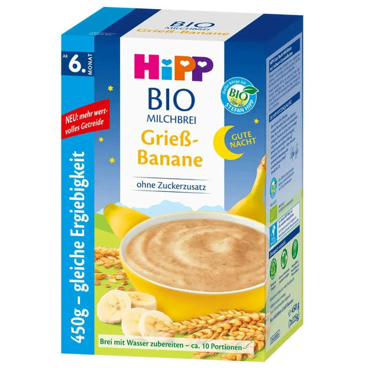 HiPP Bio Kacha au Lait Bonne Nuit 450g Semoule Banane Ab Le 6 Mois - Babyboss.ma - Hipp - pour bébé maroc