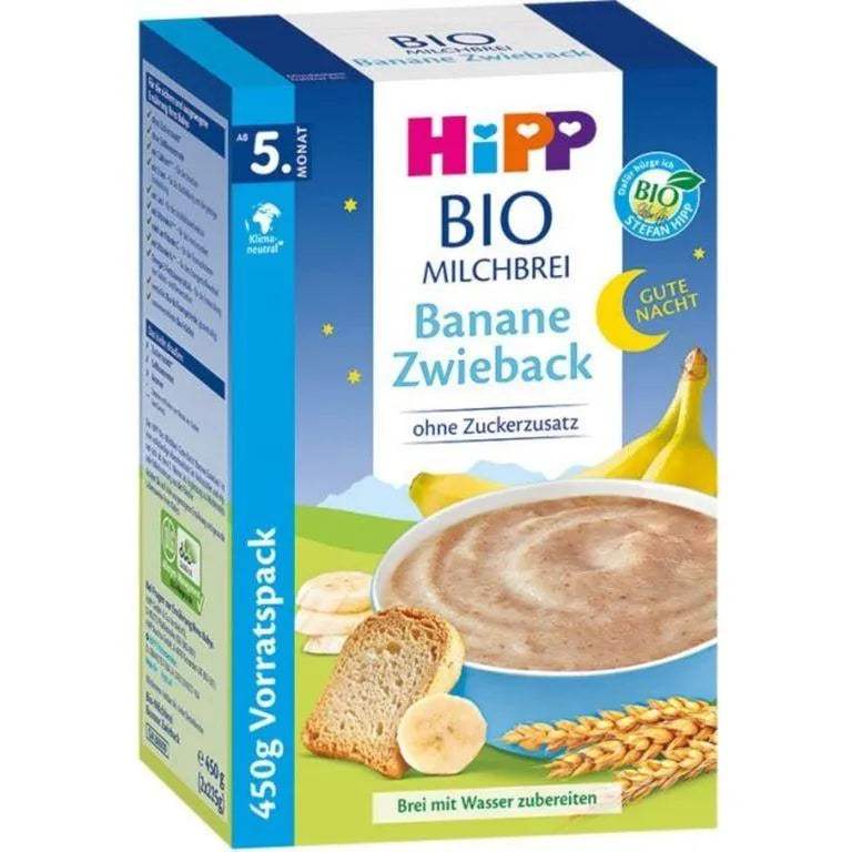 HiPP Bouillie Bio "Bonne Nuit" - Banane & Biscottes, 450 g
Goût naturellement sucré même sans sucre ajouté - Hipp - pour bébé Maroc -www.babyboss.ma