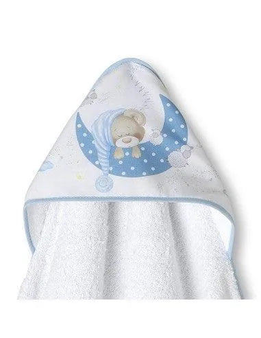 Interbaby serviette 100×100 et bavoir en bleu - Babyboss.ma - Interbaby - pour bébé maroc