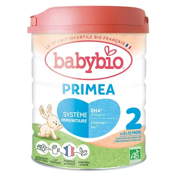 Babybio Primea 2, lait de suite bio 6 à 12 mois, boîte de 800 g – Babyboss.ma