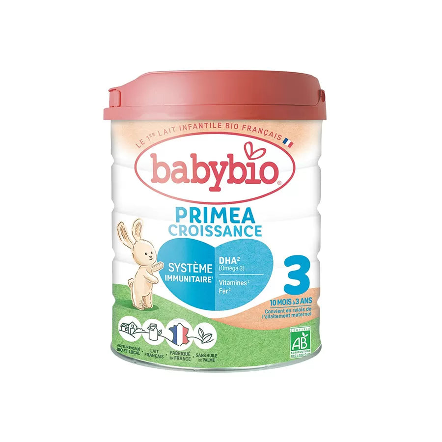 Babybio Primea 3ème âge, lait de croissance bio dès 10 mois, boîte de 800 g – Babyboss.ma