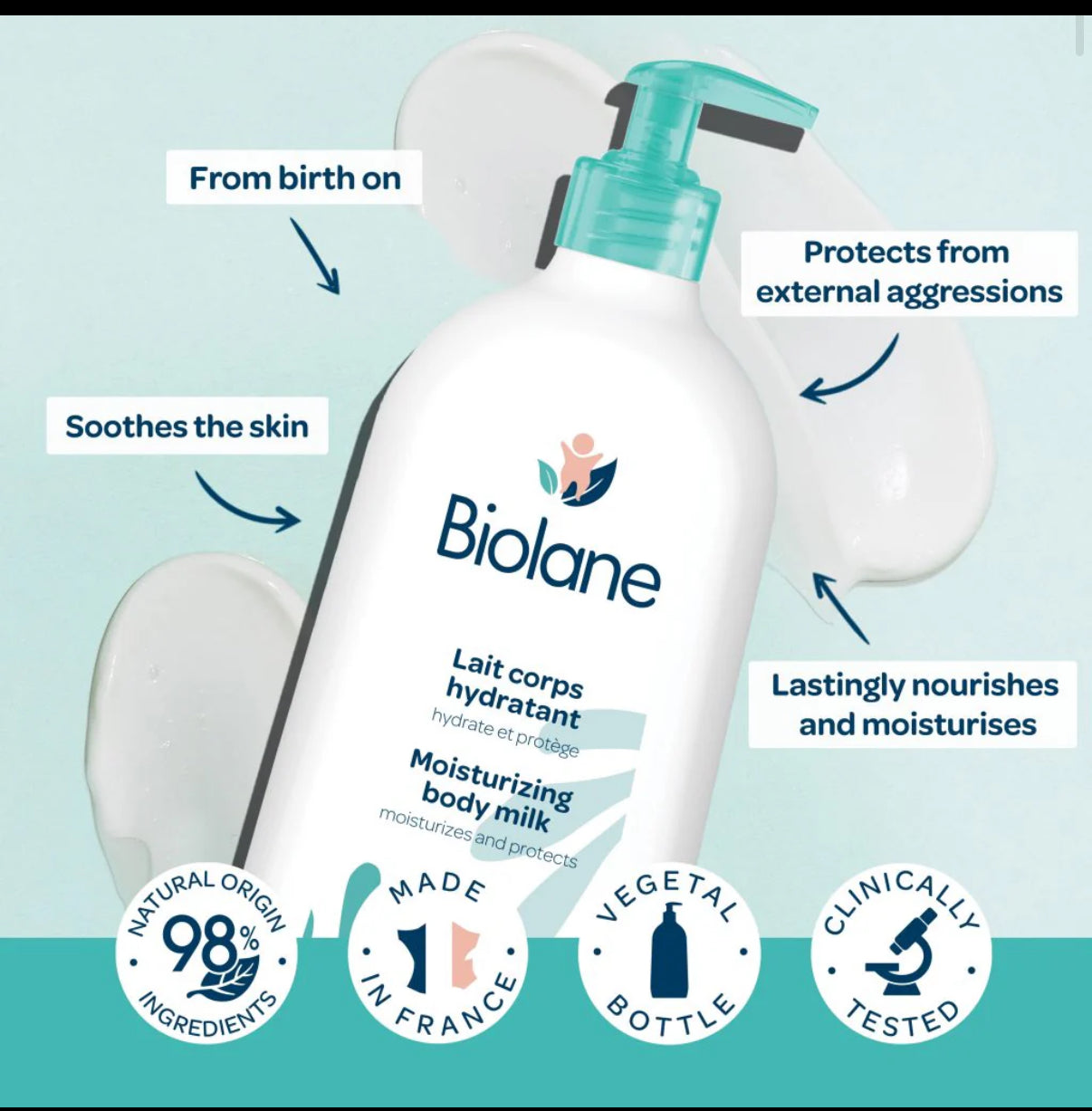 Lait Hydratant Bébé Corps Douceur - Biolane - Bain et toilette - Babyboss.ma