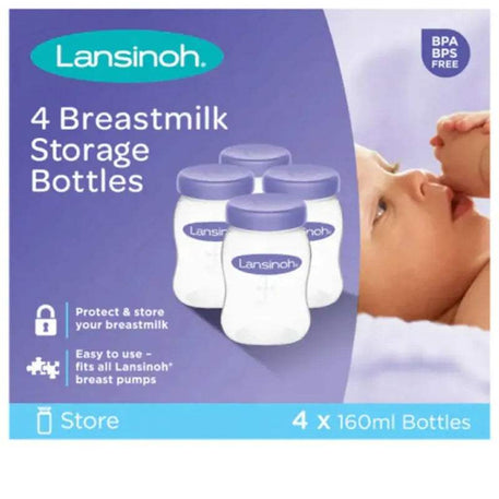 Lansinoh Bouteilles de Conservation 4x160 ml – Lot de 4 Bouteilles de Stockage du Lait Maternel - Lansinoh - Conservation du Lait pour bébé Maroc -www.babyboss.ma