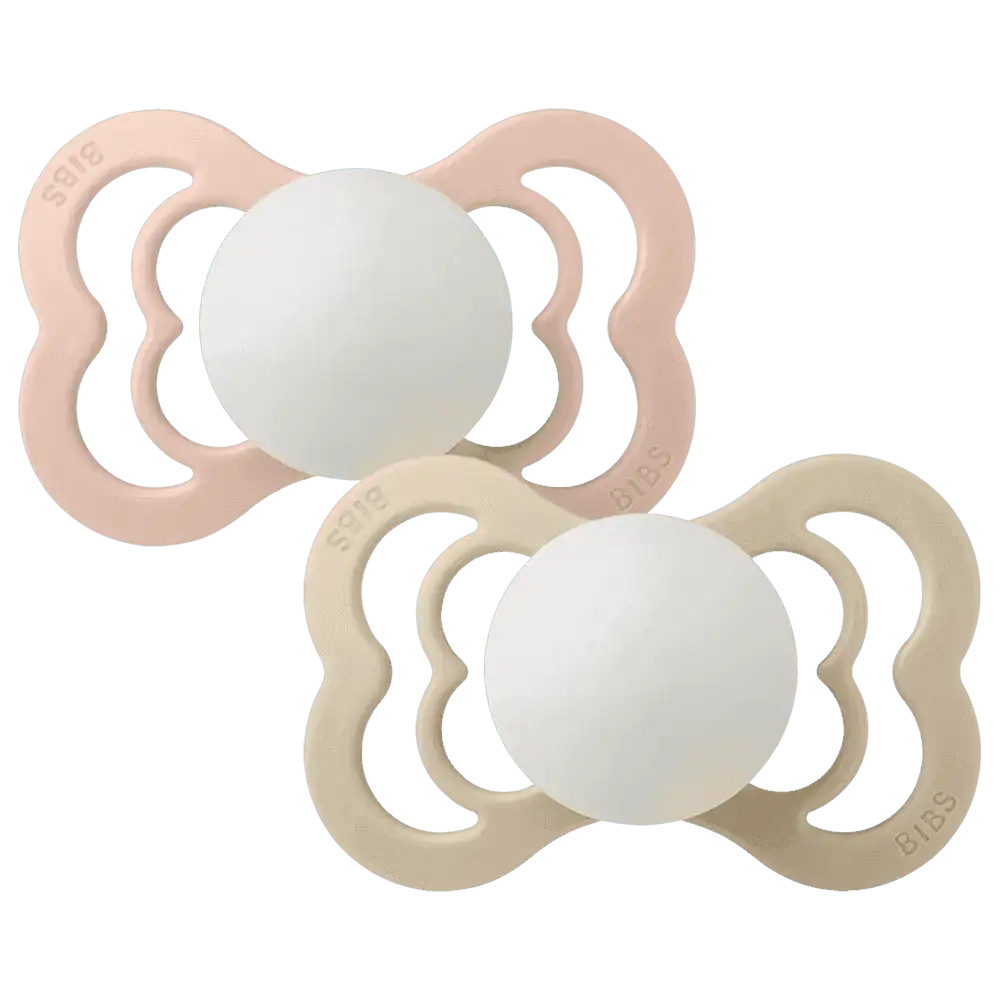 Lot de 2 Sucettes Bibs Supreme GLOW - Blush/Vanilla - Bibs - Sucettes pour bébé Maroc -www.babyboss.ma