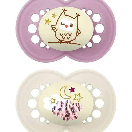 Lot de 2 Sucettes MAM Original Nuit 6M+ - Mauve & Blanc - MAM - Sucettes pour bébé Maroc -www.babyboss.ma