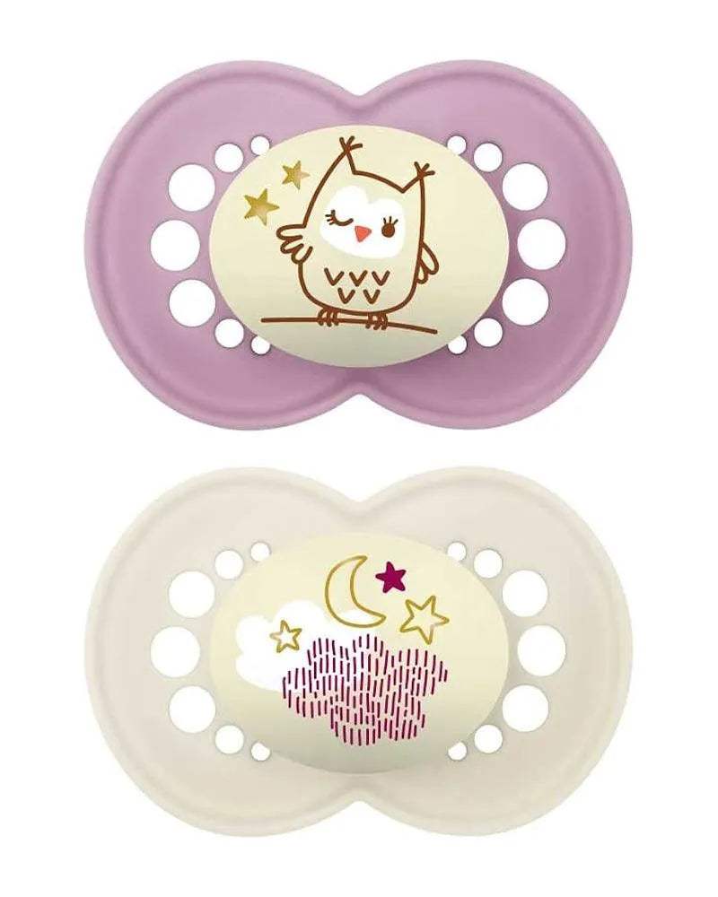 Lot de 2 Sucettes MAM Original Nuit 6M+ - Mauve & Blanc - MAM - Sucettes pour bébé Maroc -www.babyboss.ma