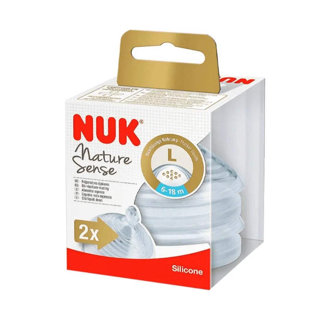 Lot de 2 Tétine Nature Sense 6-18M Taille L - NUK - NUK - pour bébé Maroc -www.babyboss.ma