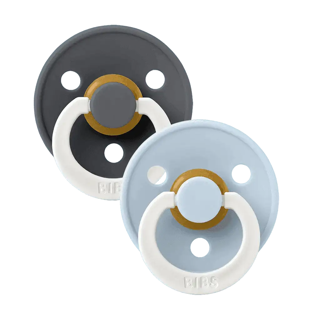 Lot de 2 Sucettes Bibs GLOW - Iron/Baby Blue - Bibs - Sucettes - Babyboss.ma