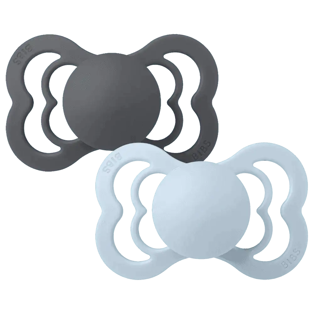 Lot de 2 Sucettes Bibs Supreme - Iron/Baby Blue - Bibs - Sucettes - Babyboss.ma