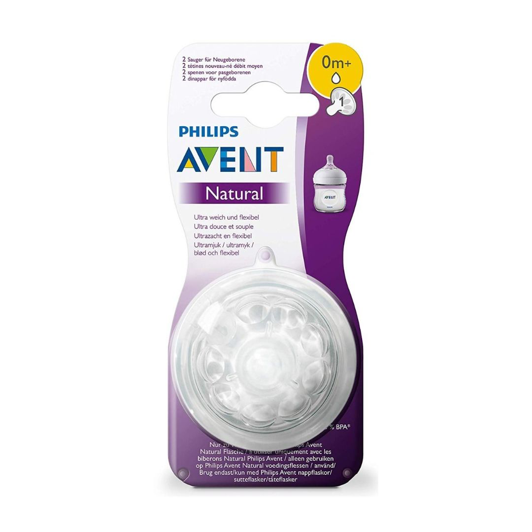 Philips Avent Lot de 2 tétines Natural Response 0M+ – Débit 1