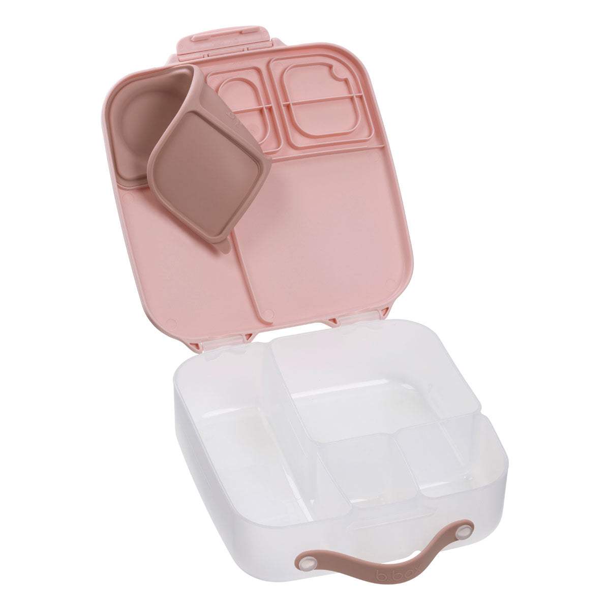 Lunchbox b.box 2 L Blush Crush ouverte, joint en silicone du couvercle soulevé