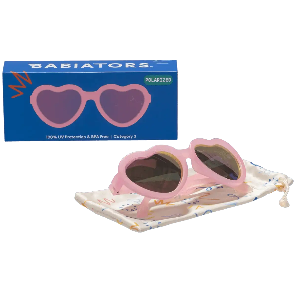 Lunettes de Soleil Babiators - Frosted Pink Heart | Purple Polarized Mirrored Lenses - Babiators Sunglasses - Sunglasses - Babyboss.ma