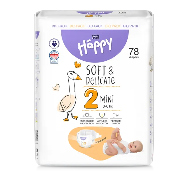 MCouches Bébé Happy Taille 2 (3-6 kg) - 78 Pièces - Happy - pour bébé maroc