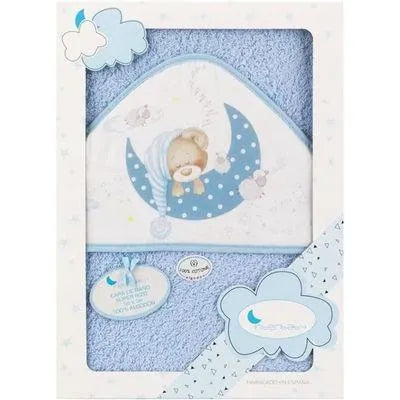 Nterbaby serviette 100cm×100cm avec bavoir bleu - Babyboss.ma - Interbaby - pour bébé maroc