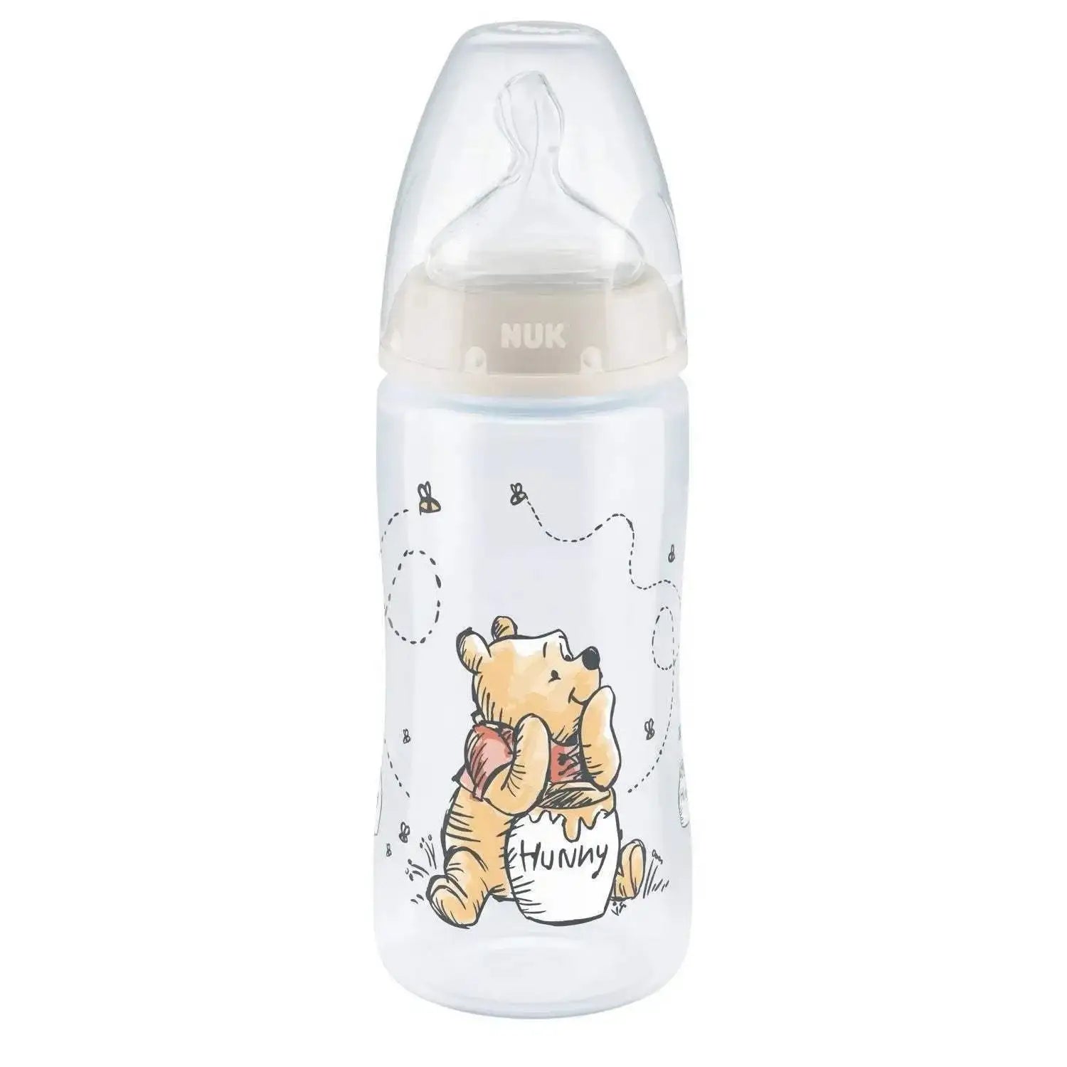 Nuk Biberon First Choice+ 300ml 0-6 mois - Winnie l’Ourson gris - NUK - Biberon pour bébé Maroc -www.babyboss.ma