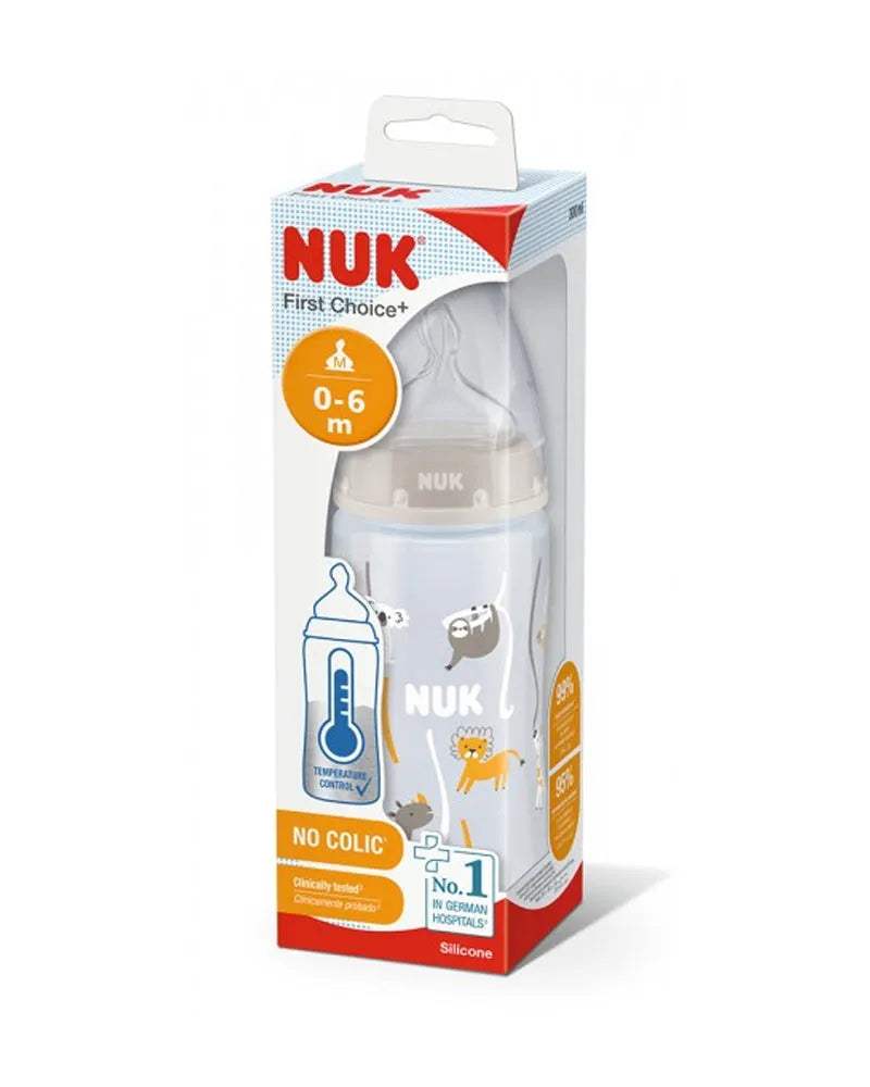 Nuk Biberon first choice 300ml tétine en silicone 0-6 mois - Beige - NUK - pour bébé Maroc -www.babyboss.ma