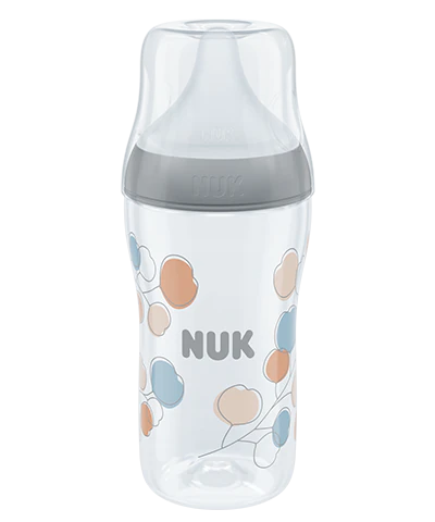 Biberon NUK Perfect Match avec tétine en silicone souple - Gris