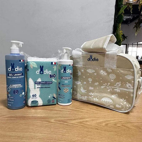 Offre Dodie Gel lavant 500ml+Liniment 400ml+Coton Maxi Carrés+Sac Offert - Dodie - Hygiène et Soin pour bébé Maroc -www.babyboss.ma