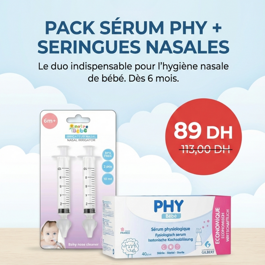 Pack Sérum Phy + Seringue Nasale - Gilbert - - Babyboss.ma