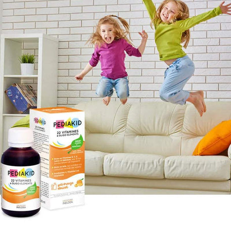 PEDIAKID 22 VITAMINES & OLIGO-ELEMENTS ORANGE ABRICOT 125ML - PEDIAKID - Vitamines pour bébé Maroc -www.babyboss.ma