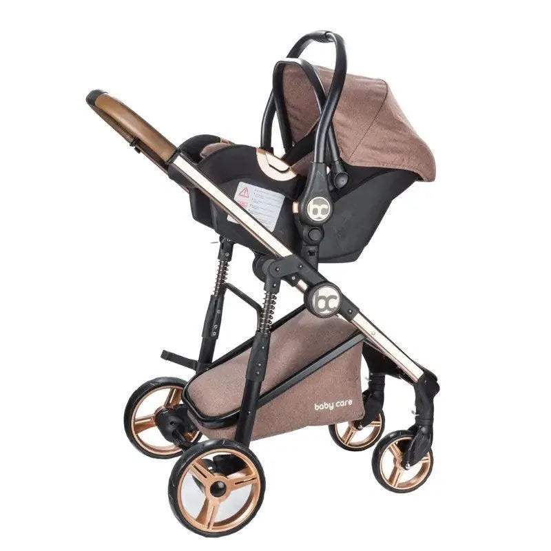 Poussette duo BABY CARE – marron gold - BABY CARE - Poussettes pour bébé Maroc -www.babyboss.ma