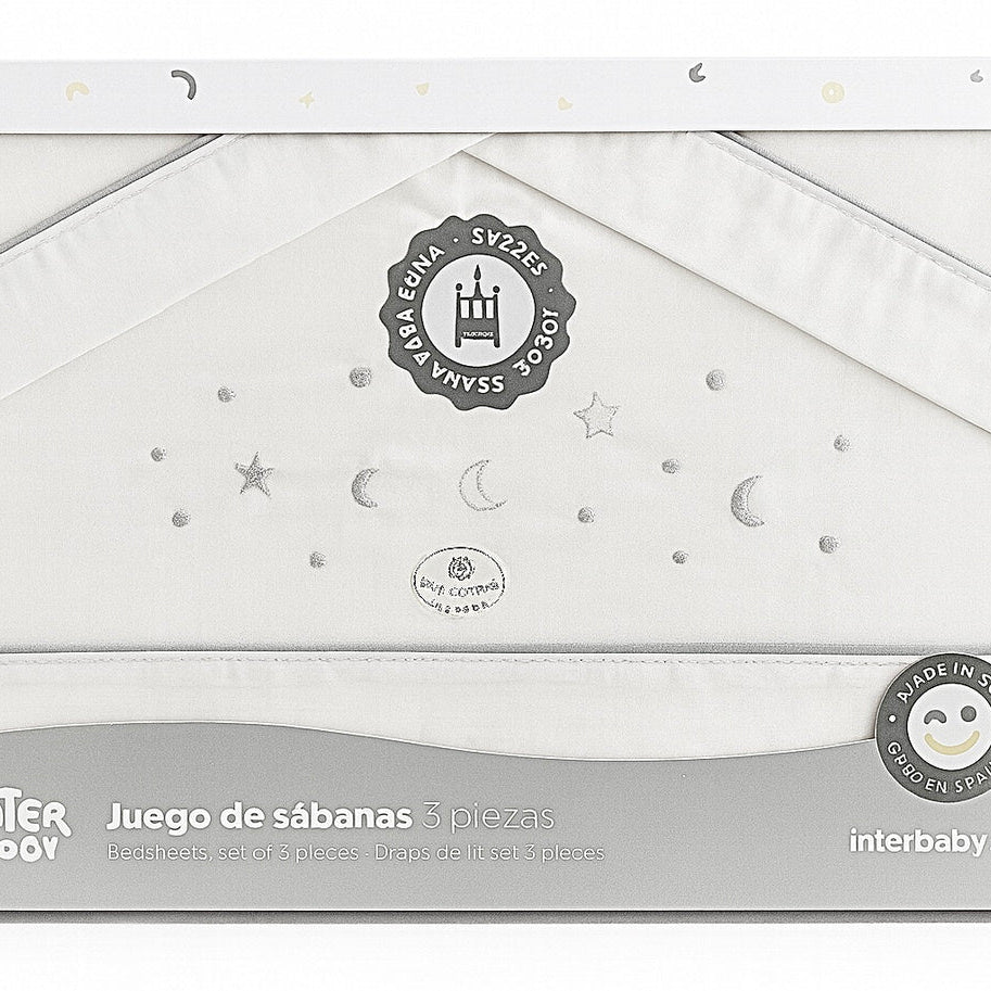Draps de lit 3 pièces 100% Coton Interbaby