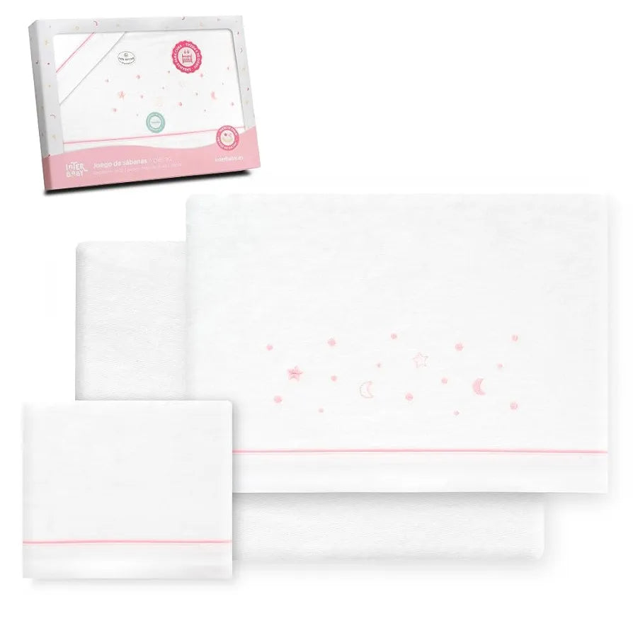 Draps de lit 3 pièces 100% Coton Interbaby