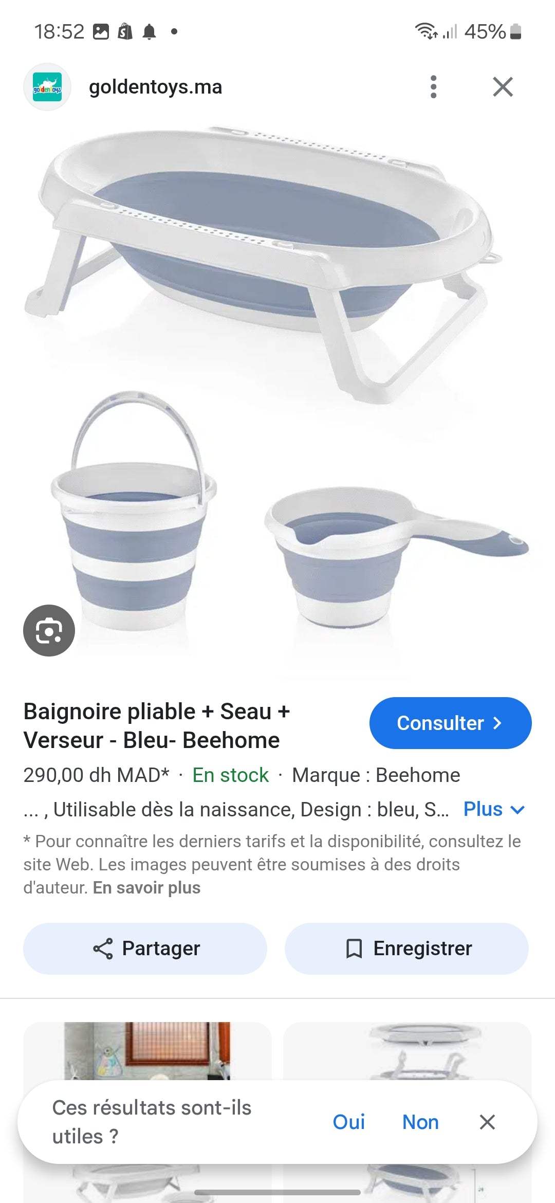 Set Baignoire pliable + Seau + Verseur - bain - Hygiène et Soin pour bébé Maroc -www.babyboss.ma
