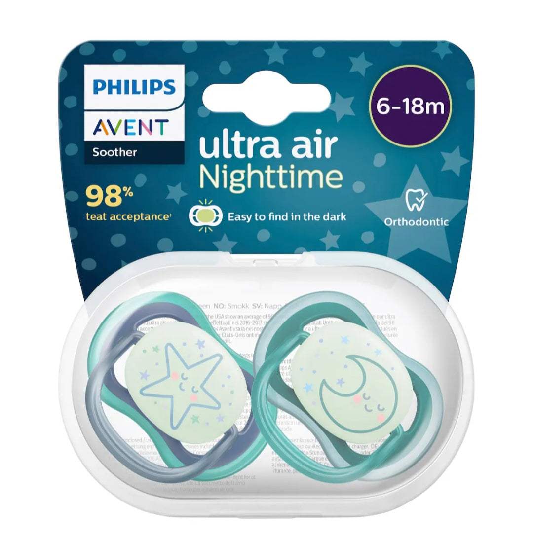 Philips avent lot 2 sucettes ultra air nighttime garçon 6_18mois - Philips Avent - pour bébé Maroc -www.babyboss.ma