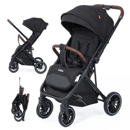 Poussette Kidilo double face 6530 Noire - Kidilo - Poussettes pour bébé Maroc -www.babyboss.ma