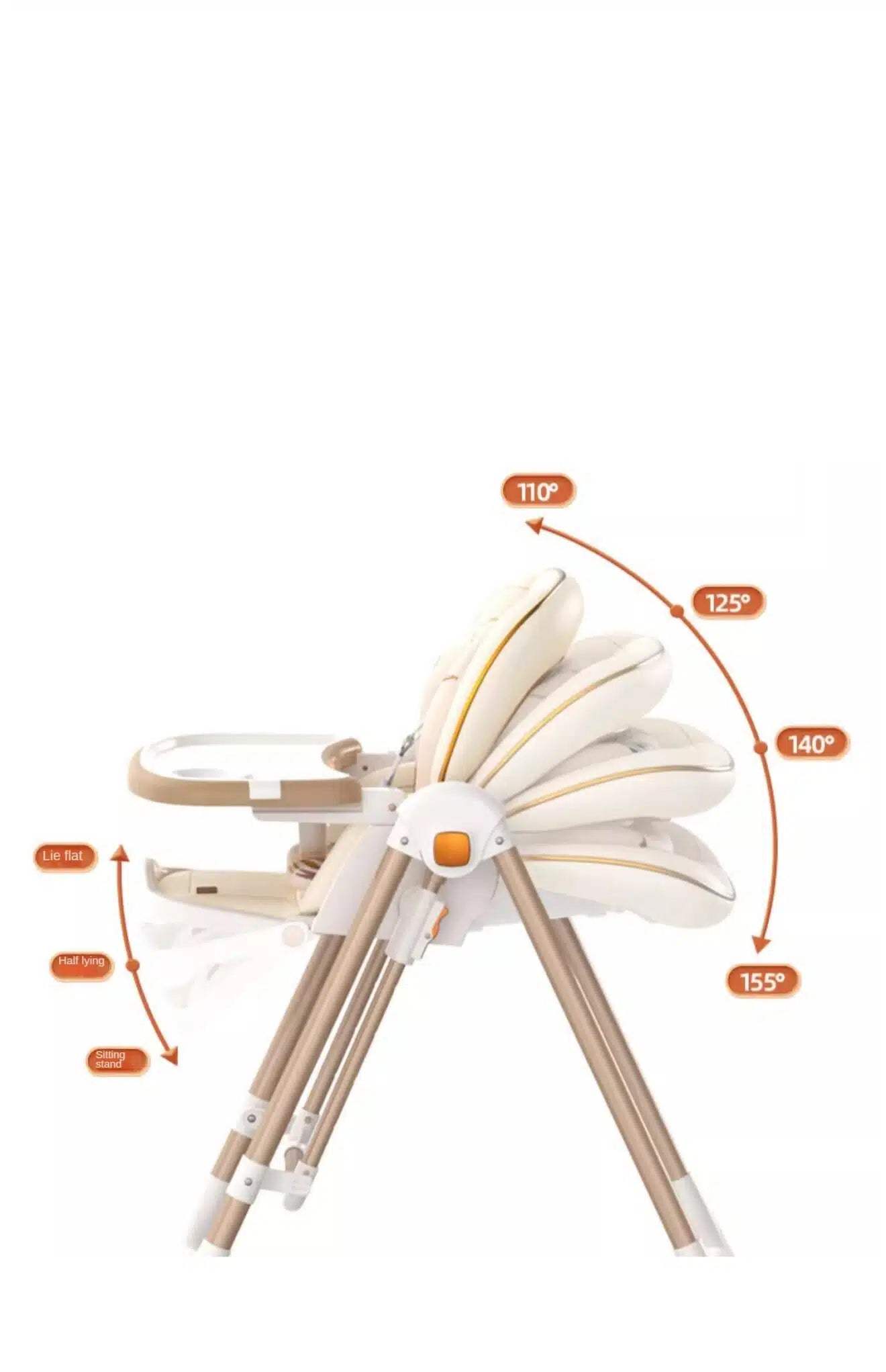 Kidilo Chaise haute avec fonction Balancelle et Relax-Gris - Kidilo - Chaise Haute pour bébé Maroc -www.babyboss.ma