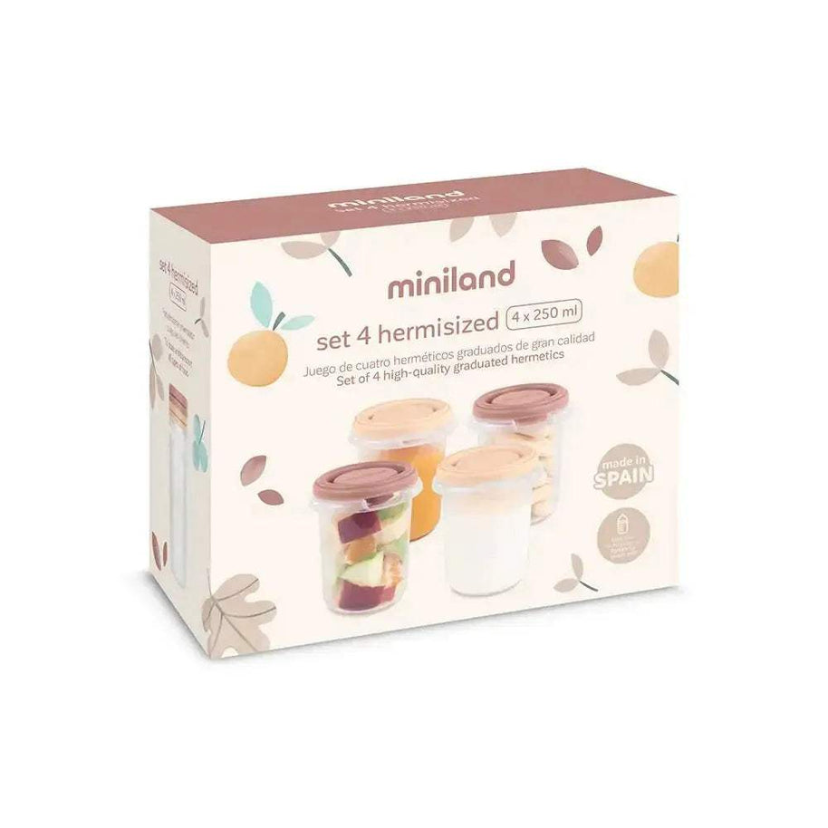 Set 4 Pots De Conservation Valencia By Miniland - 250ML - Miniland - pour bébé Maroc -www.babyboss.ma