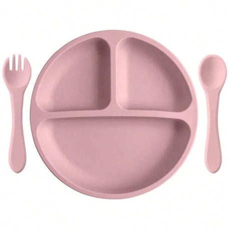Set silicone tableware rose - Babebay - pour bébé Maroc -www.babyboss.ma