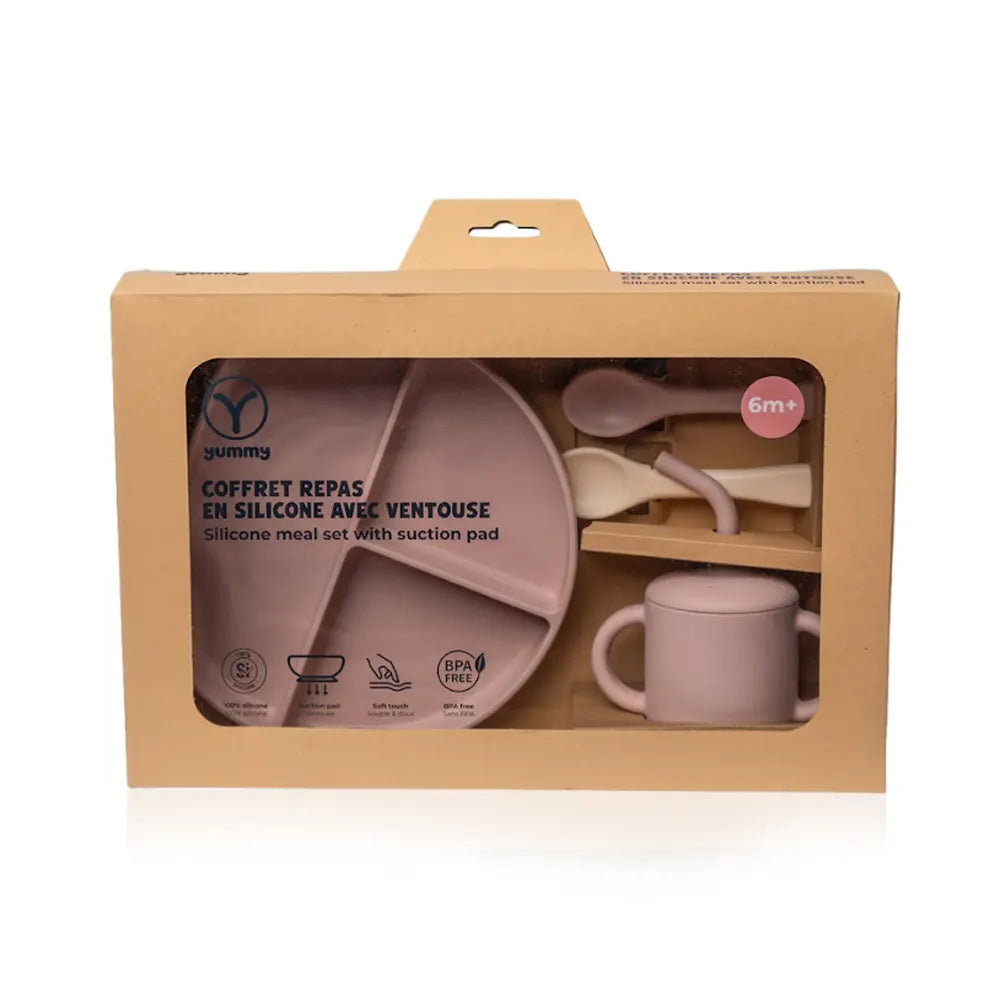 YUMMY Coffret Repas Silicone 6M+ - Rose Blush