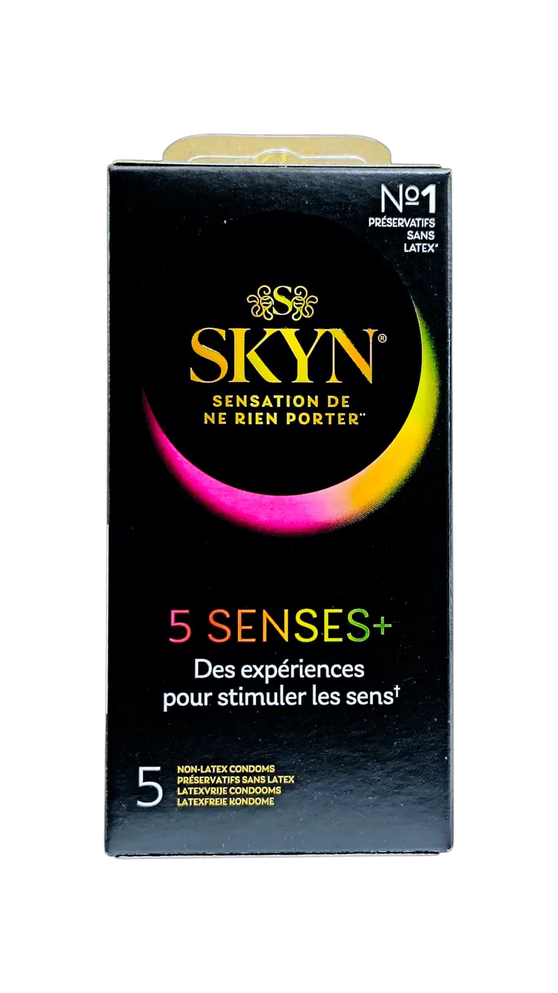 SKYN – Préservatif 5 Senses (Intense Feel, Cocktail Club, Elite, Hot, Cold) sans Latex – 5u