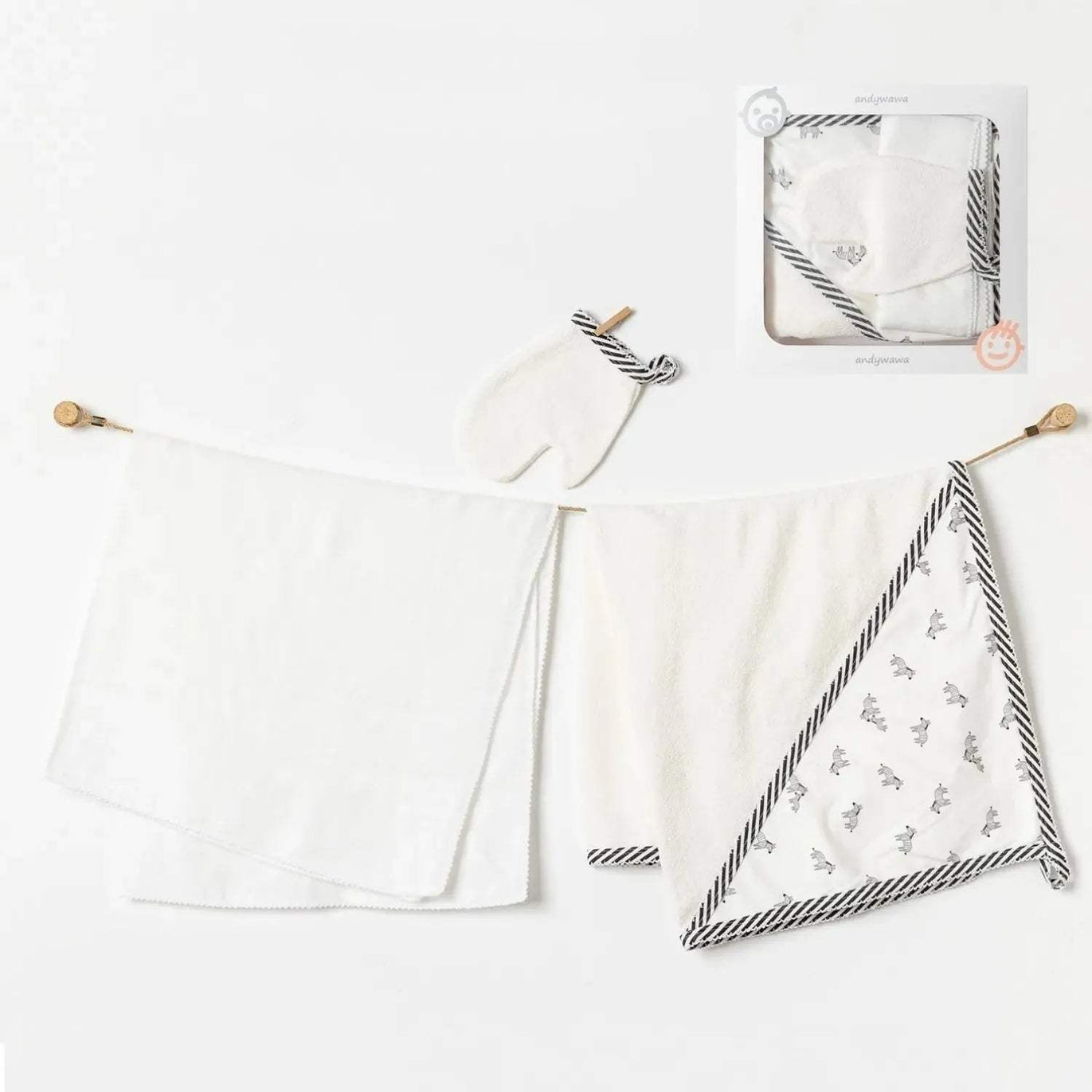 Sortie de bain Chaton 100% coton ANDYWAWA blanc et noir - Andywawa - pour bébé maroc