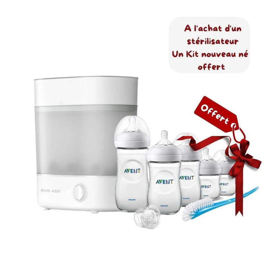 Stérilisateur électrique à vapeur 3 en 1 + Kit nouveau né offert - Philips Avent - Stérilisateurs de biberons pour bébé Maroc -www.babyboss.ma