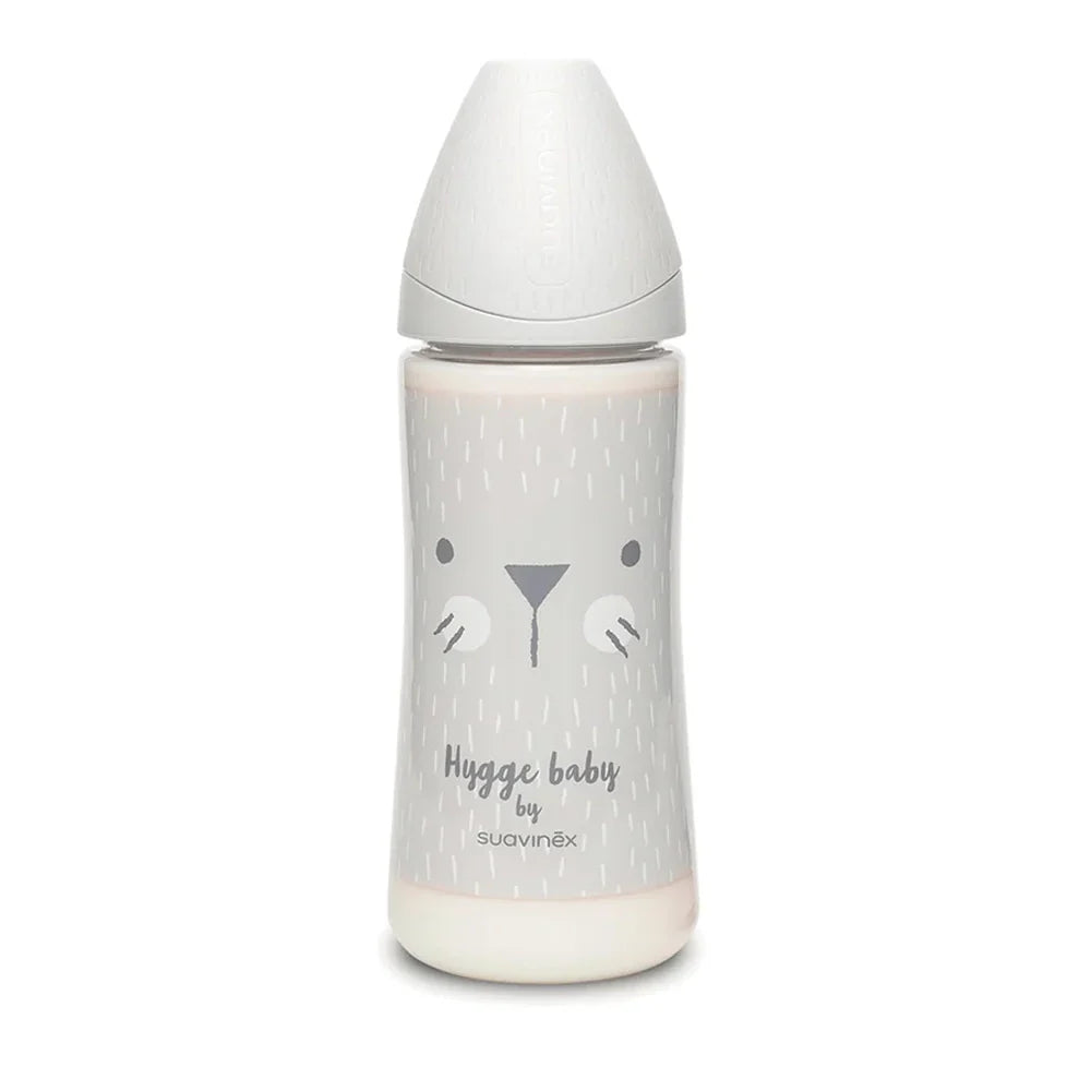 Suavinex Biberon Premium en Polyamide à Col Large 4M+ 360ml - Lapin Gris