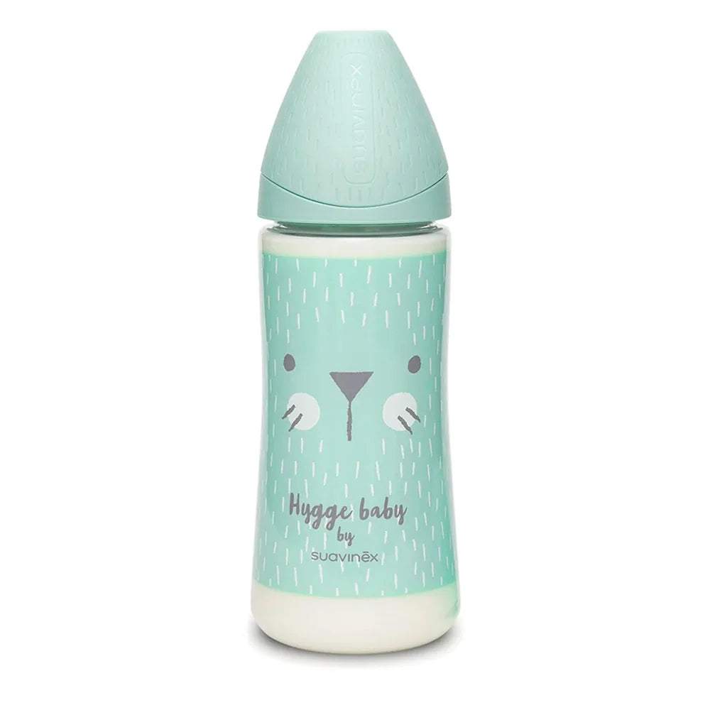 Suavinex Biberon Premium en Polyamide à Col Large 4M+ 360ml - Lapin Vert