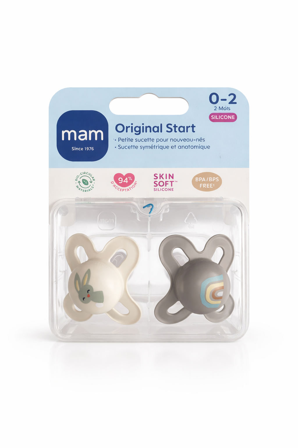 Sucette MAM Air 0-2 mois - Gris et beige