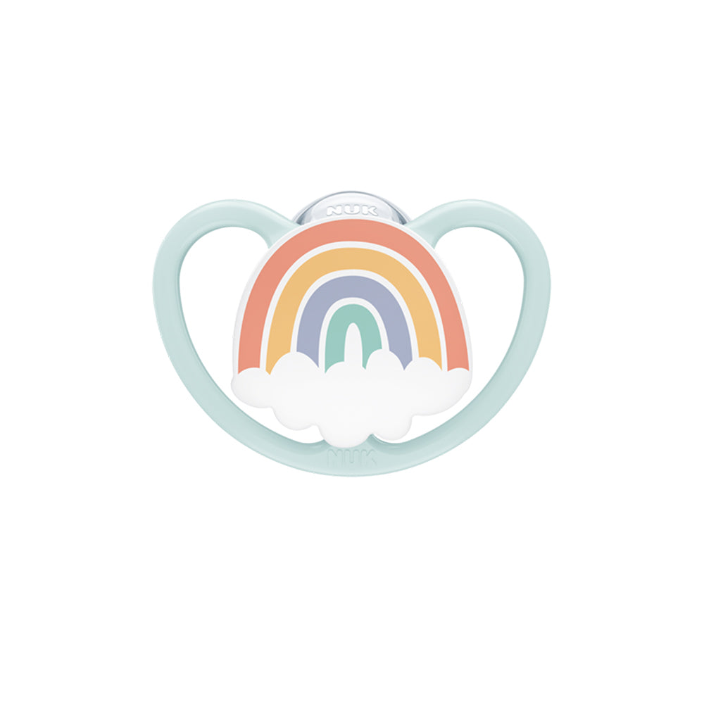 Sucette Space Avec Boîte NUK 0-6m - Arc en ciel
