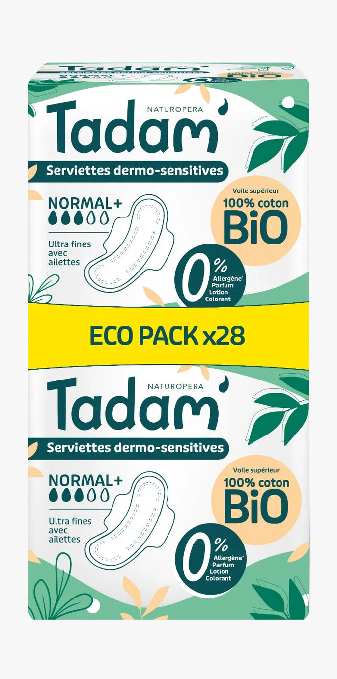 Tadam' Serviettes Dermo-sensitives Ultra avec Ailettes - Eco pack Normal 28 unités - TADAM' - pour bébé maroc