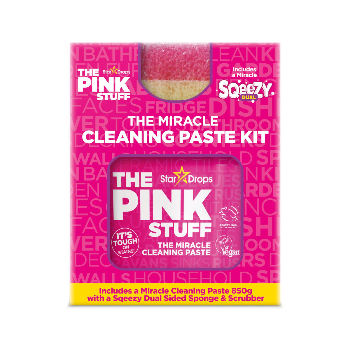 The pink stuff - طقم معجون تنظيف معجزة + إسفنجة مزدوجة Squeezy