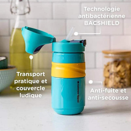 Tommee Tippee Gourde Anti-Fuite avec Paille 500ml - Mauve - Tommee Tippee - Gourdes Isothermes pour bébé Maroc -www.babyboss.ma