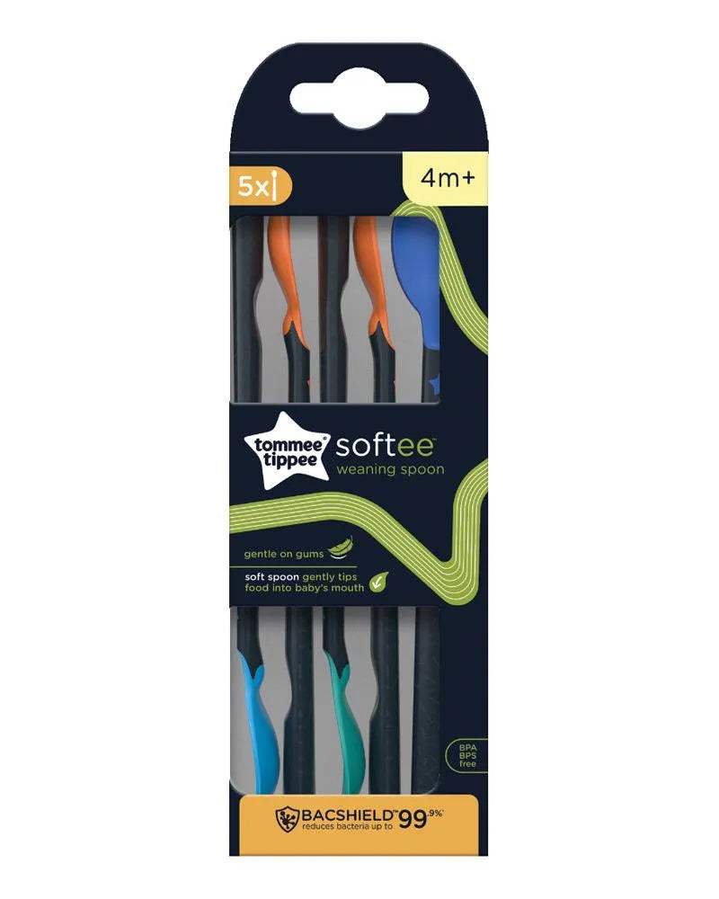 Tommee Tippee Lot de 5 Cuillères d'apprentissage Softee 4M+ - Tommee Tippee - Cuillères d'apprentissage pour bébé Maroc -www.babyboss.ma