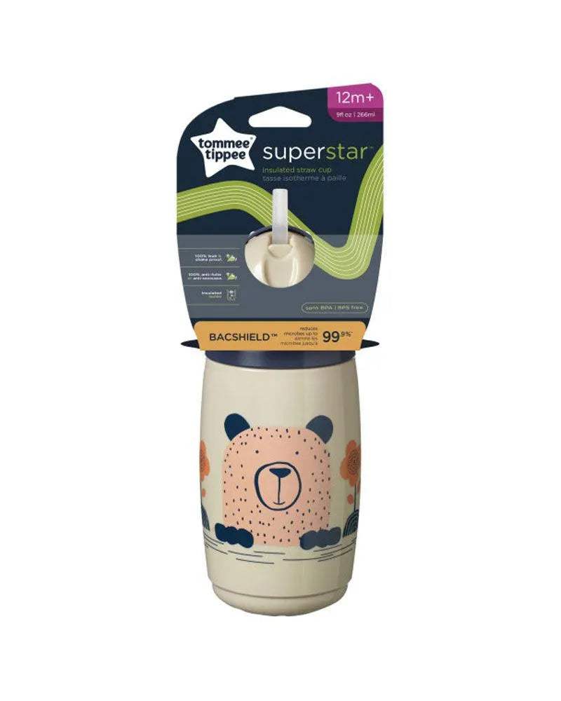 Tommee Tippee Tasse Isotherme à Paille SuperStar 266ml - Gris - Tommee Tippee - Gourdes Isothermes pour bébé Maroc -www.babyboss.ma