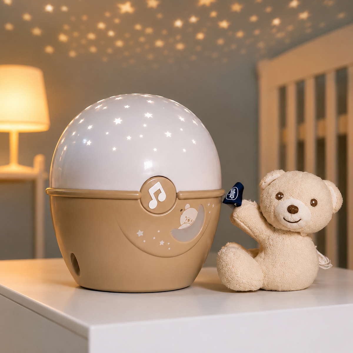Veilleuse projecteur d’étoiles chicco First dreams next 2 stars avec musique