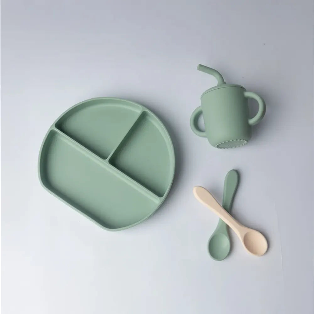 YUMMY Coffret Repas Silicone 6M+ - Vert Pastel