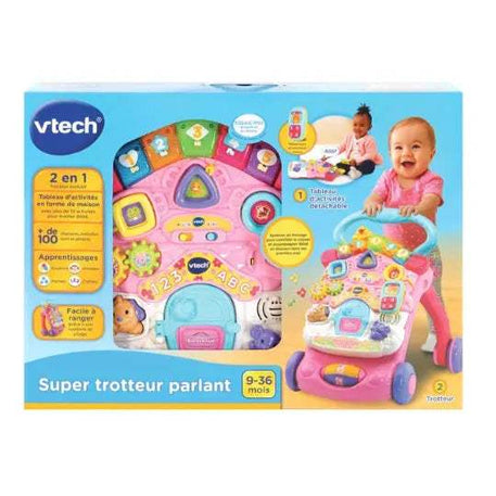 VTECH SUPER TROTTEUR PARLANT 2 EN 1 ROSE 9-36m - Vtech - Trotteurs pour bébé Maroc -www.babyboss.ma