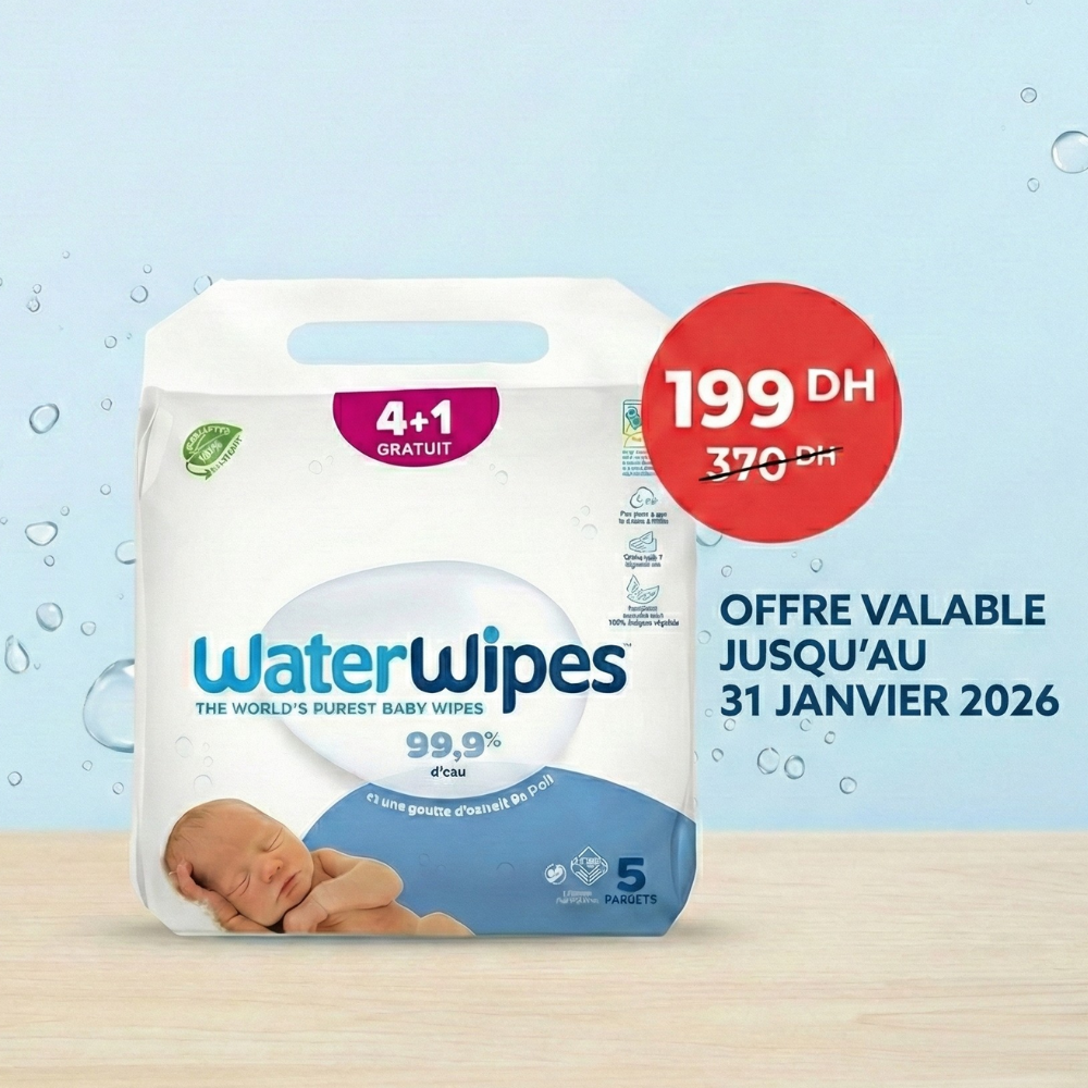 Lingettes Bébé WaterWipes 4+ 1 Offert
